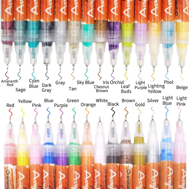 

28 Colors 0.5MM Acrylic Markers Set Extra-Fine Nib Acrylic Paint Pen For Painting On Rock Stone Ceramic Glass Wood Metal Canvas