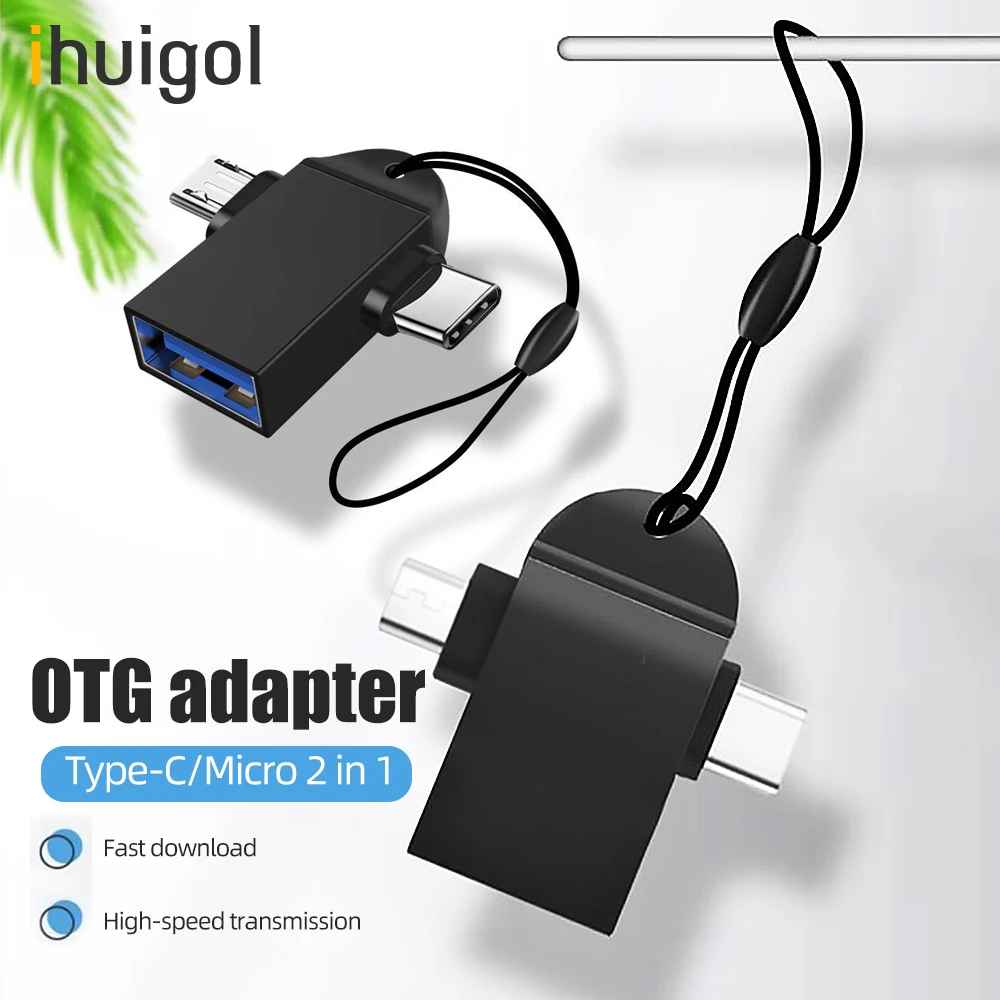 Ihuigol Type C OTG адаптер 2в1 Micro USB штекер Женский для Macbook Pro LG Samsung S9 S10 Xiaomi mi 9