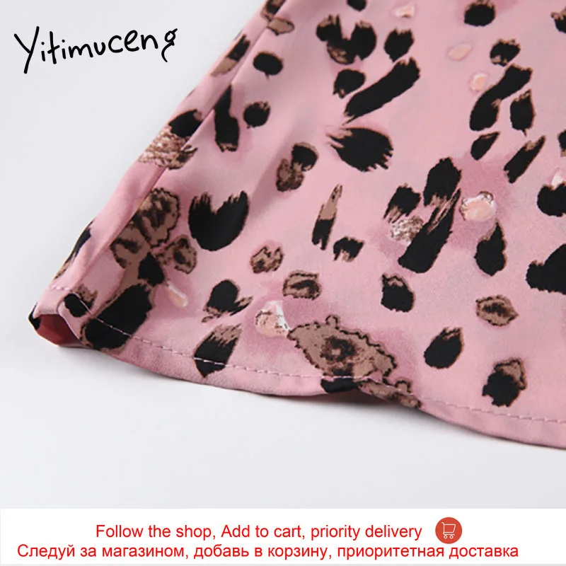 

Yitimuceng Leopard Dresses for Women Mini A-Line Square Collar Pullover Long Sleeve High Waist Fashion Clothing Office Lady