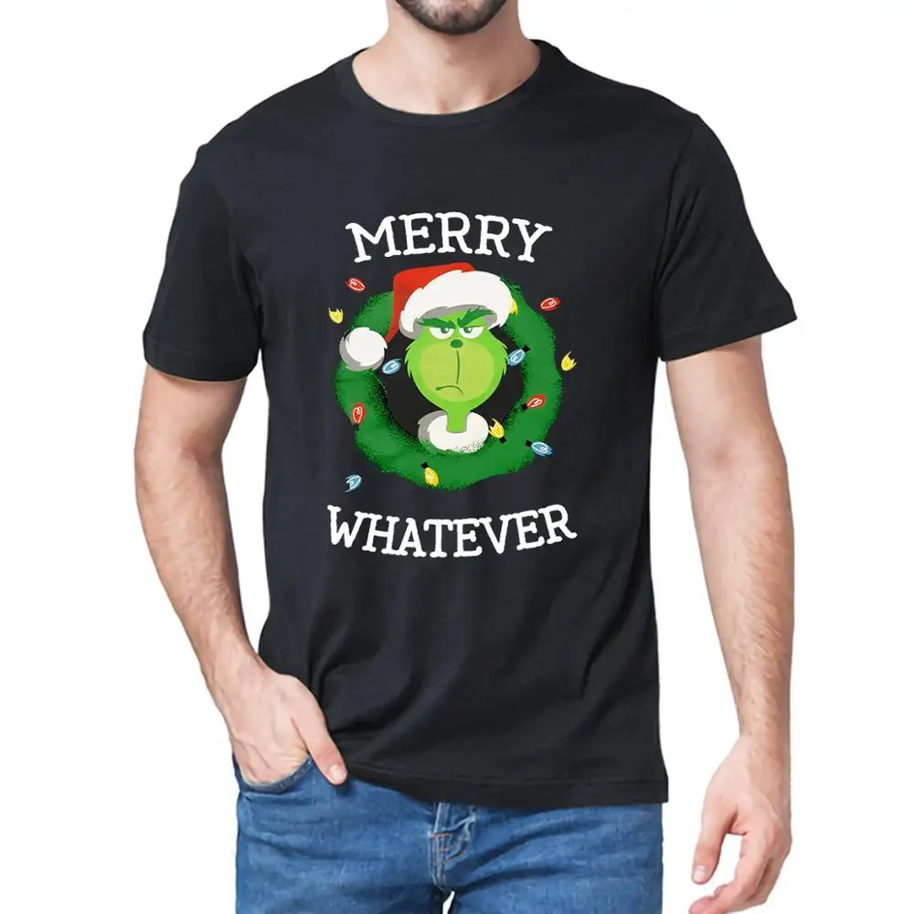 

Unisex 100% Cotton The A Merry Whatever Merry Christmas Gift Men's Funny Short Sleeve T-Shirt Fashion Women Soft Tops Tee