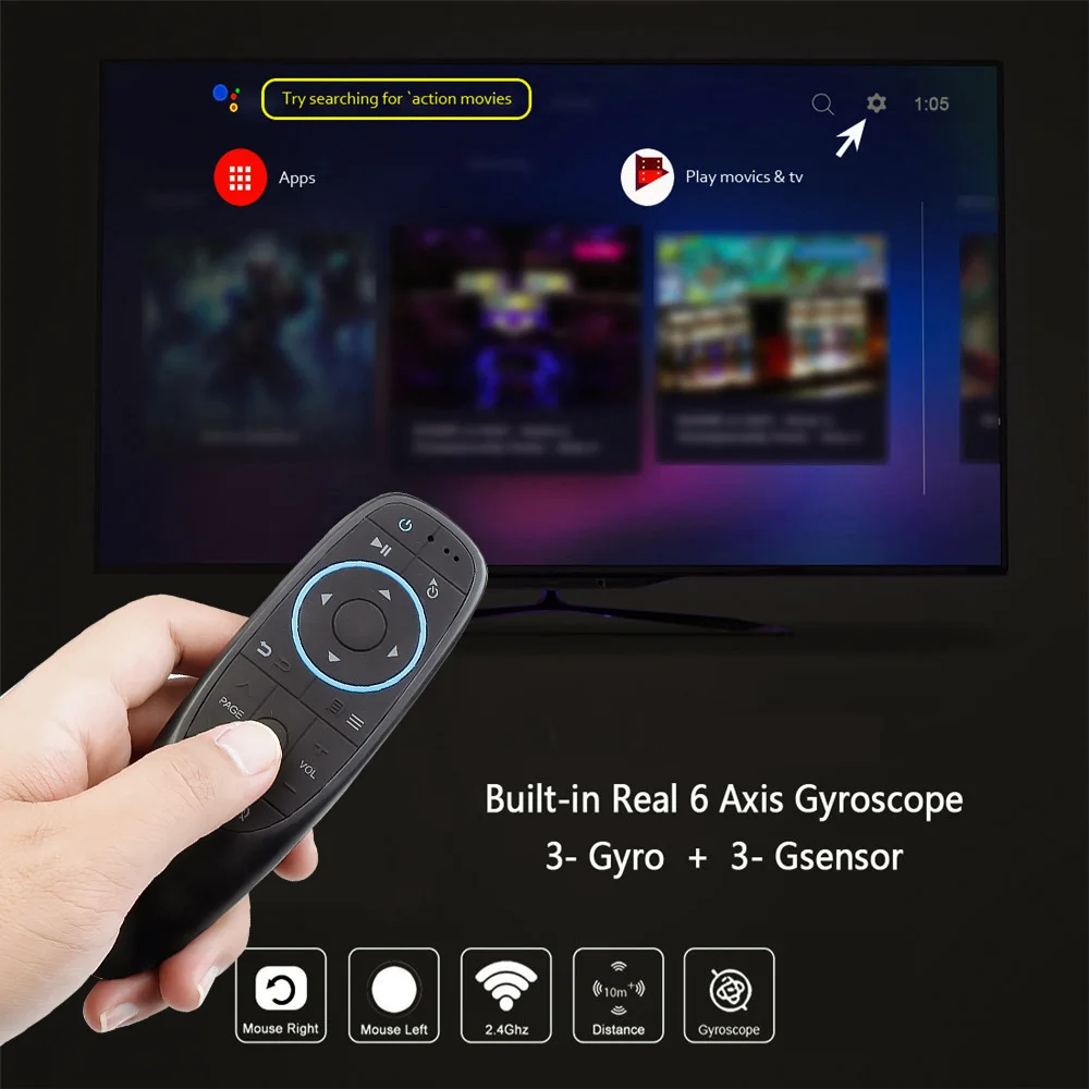 Backlit Air Mouse Smart Voice Remote Control G10S Pro Wireless Gyro Sensing IR Learning | Электроника
