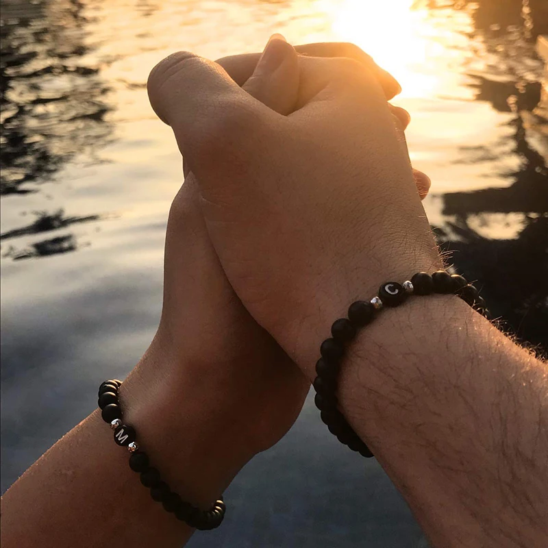 Браслеты с буквами для пар натуральные камни браслет бусинами мужчин и женщин 26