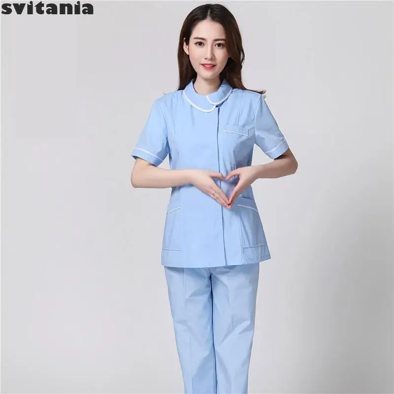 Свiтания светильник синий с коротким рукавом женская униформа медсестры