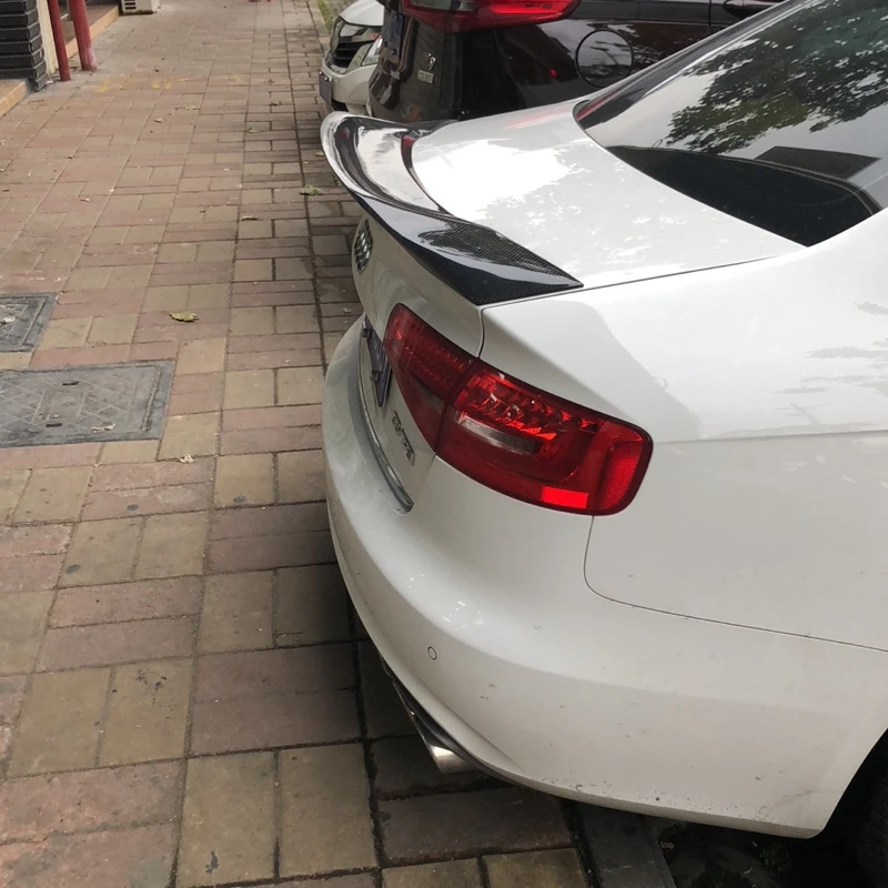 Черный спойлер для заднего багажника из углеродного волокна стиль R Audi A4 B8 B8.5 B9 2009