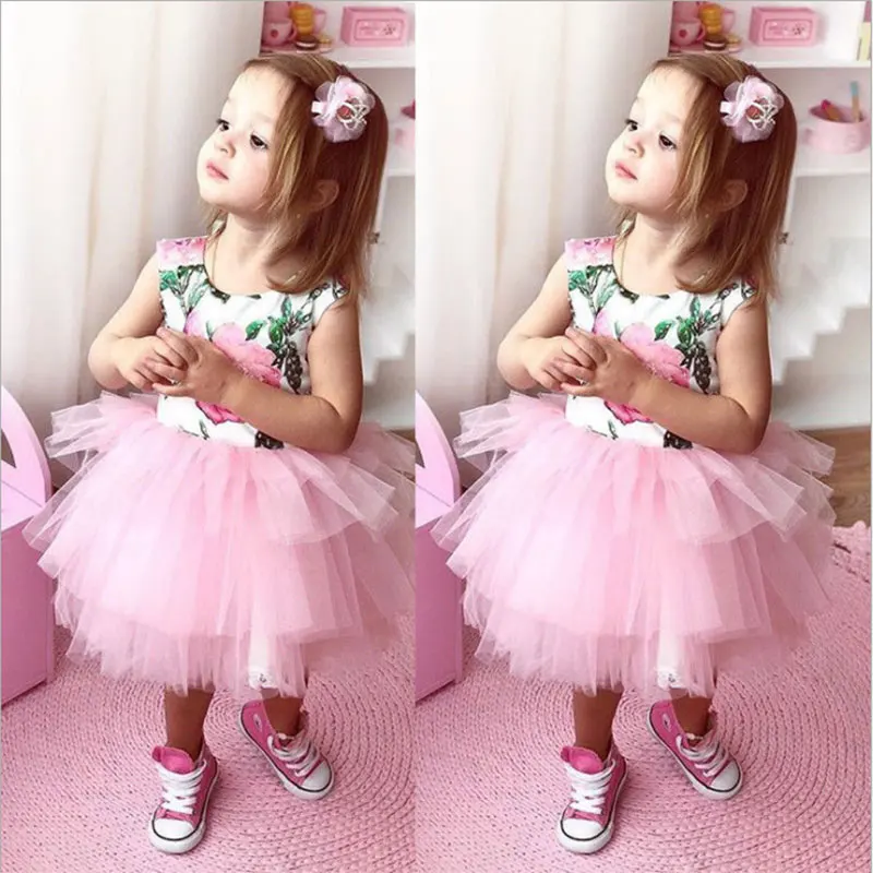 Летнее платье для девочек платья принцессы с принтом девочек-подростков