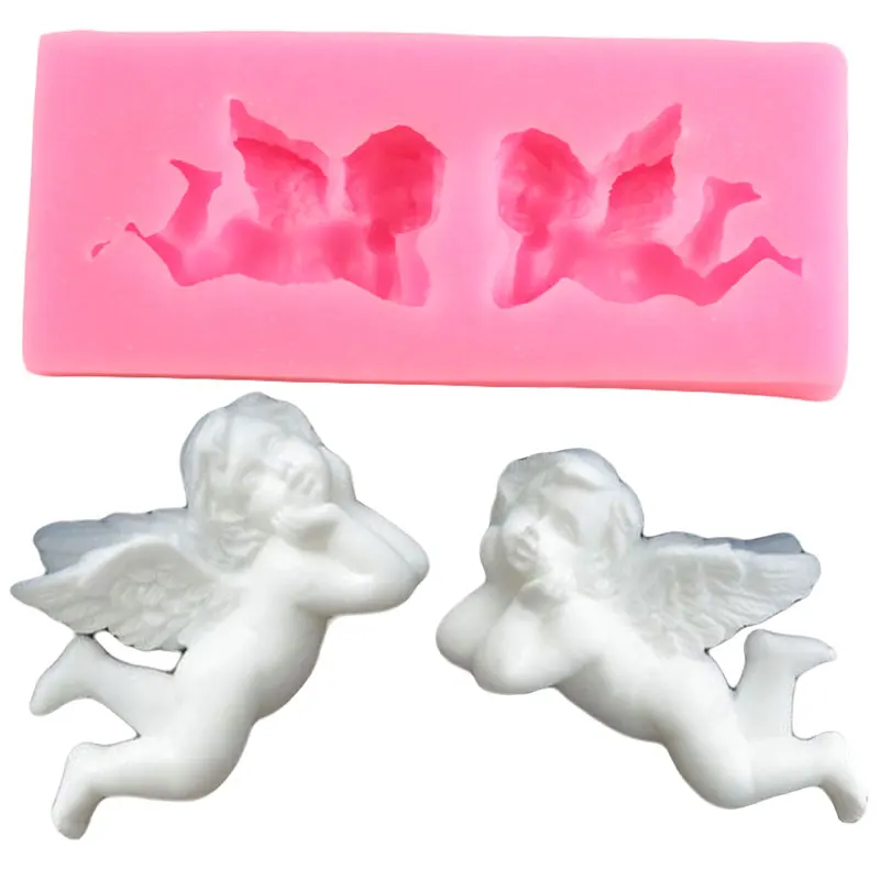 3D милый ангел Детские Силиконовые Формочки для кексов фигурки жениха и невесты