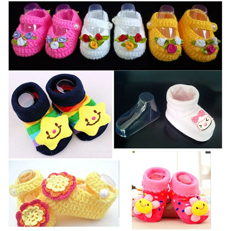 

1 Pair PVC Transparent Plastic Small Foot Model Baby Shoe Supports Easy Shaping Woolen Shoe Trees Not Easily Deformed Reusable