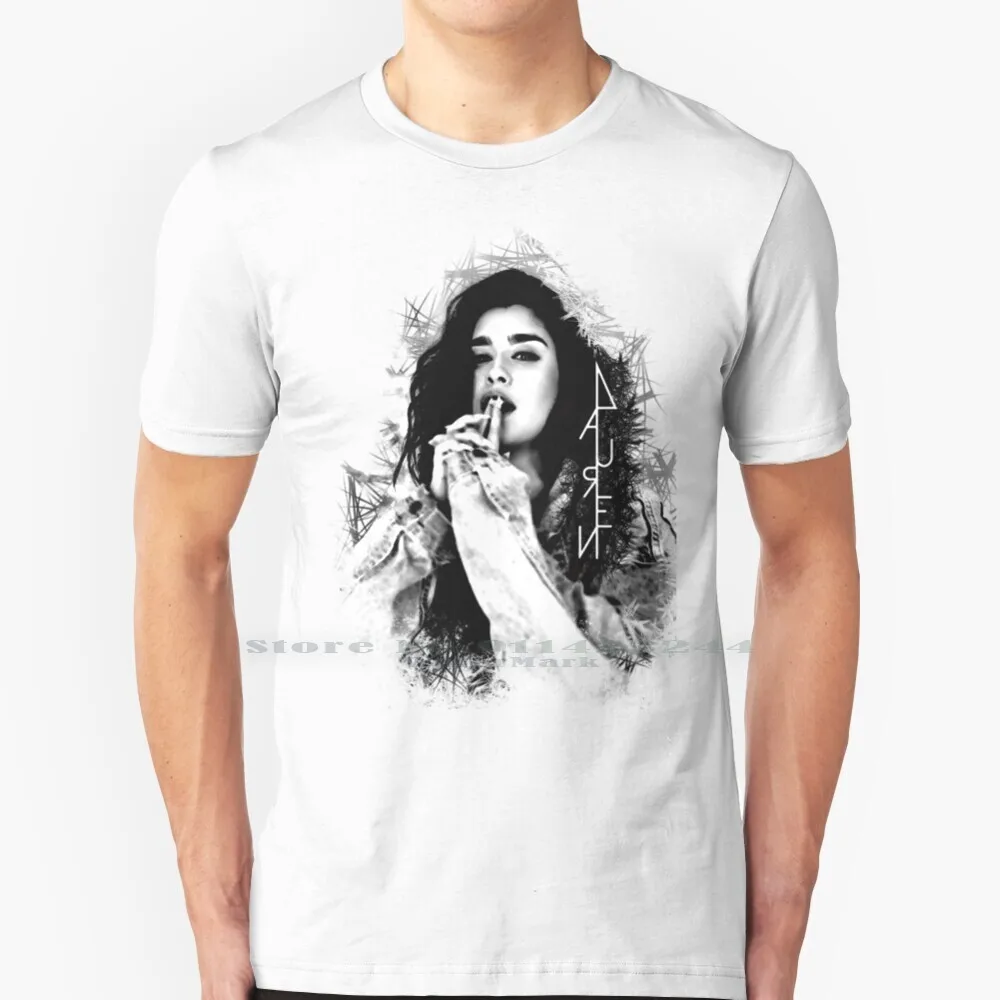 

Черно-белая футболка с логотипом Lauren Jauregui, 100% чистый хлопок, гармонизатор Lauren Jauregui Lauren 5h Lauren Jauregui 5h