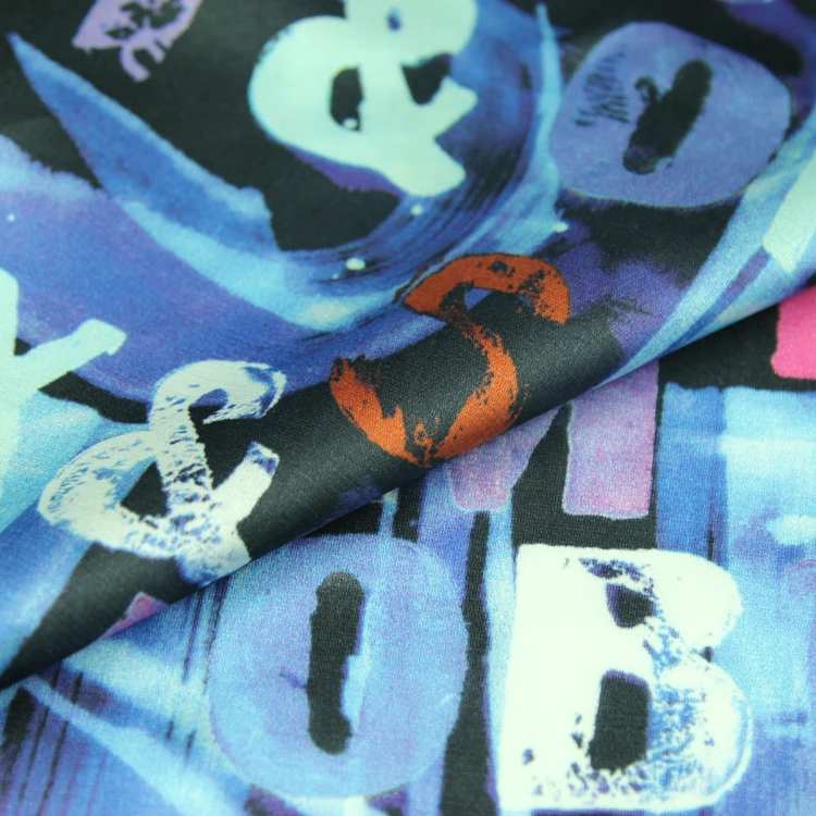 Модный Синий принт со словами шелк хлопок сатин смешанная ткань удобная SCT572 | Дом