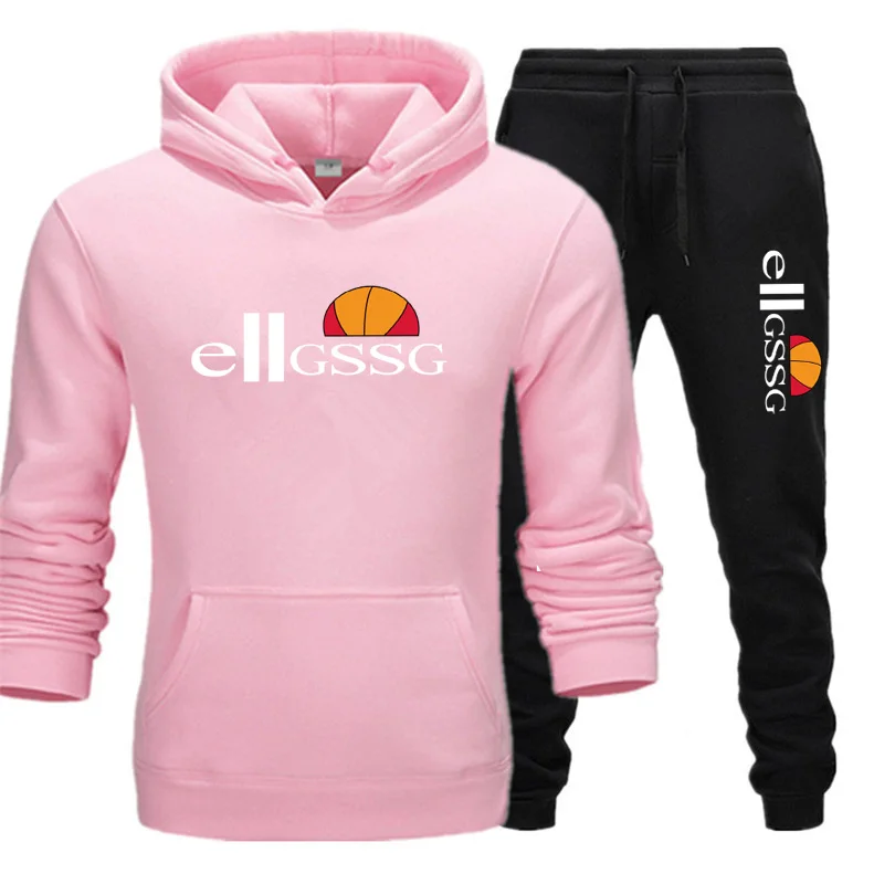 

Men's spring and autumn sports suit two-piece hooded T-shirt plus trousers letter printing basketball running jogging fitness