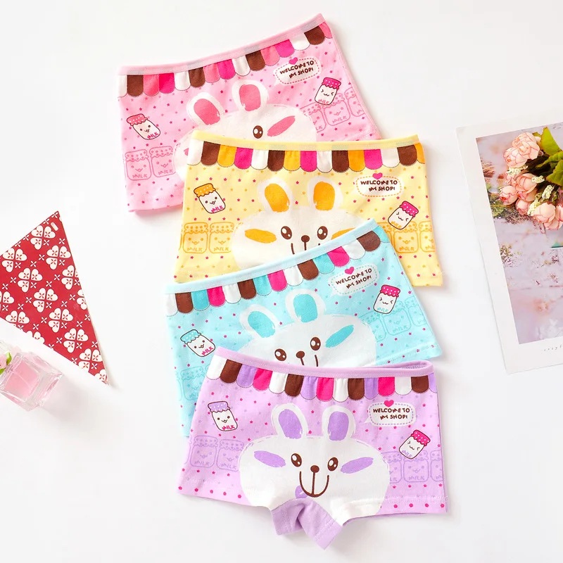 4pcs/lot Infant Kids Girl Clothes Girls Underwear Children Panties Boxer Panty Briefs Teenagers For 2-10Y Cartoon Cat Underpants | Детская