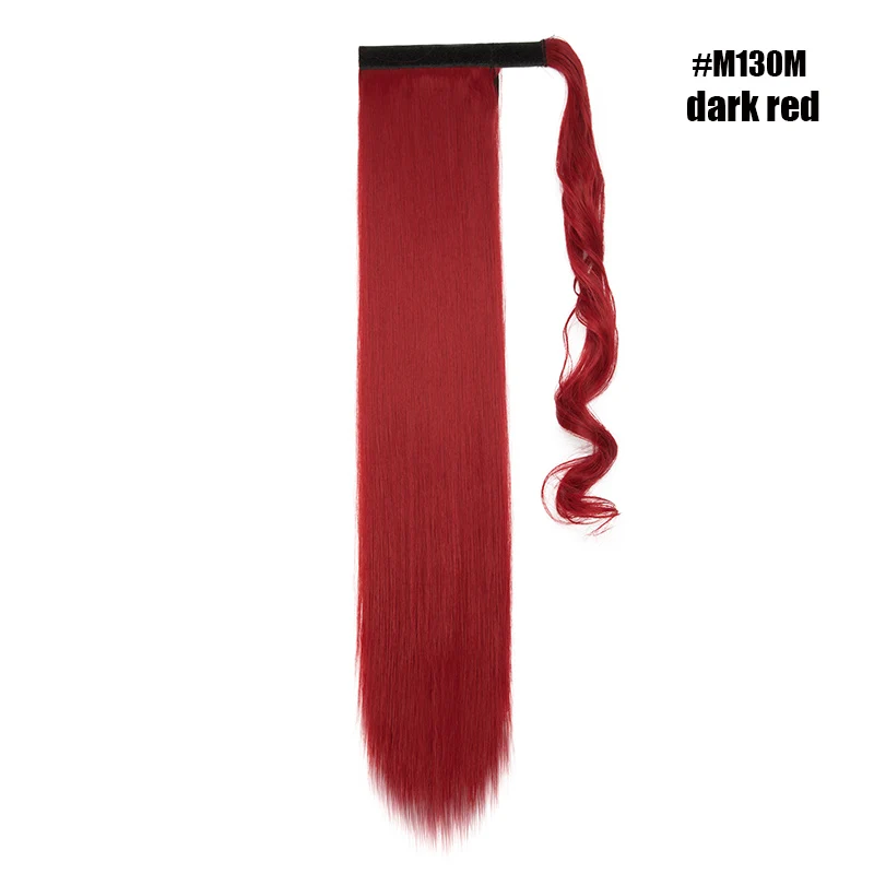 dark red S-noilite 26 дюймов синтетический длинный прямой шнурок конский хвост клип в наращивание волос для женщин обернуть вокруг искусственный конский хвост шиньоны - Цвет: dark red