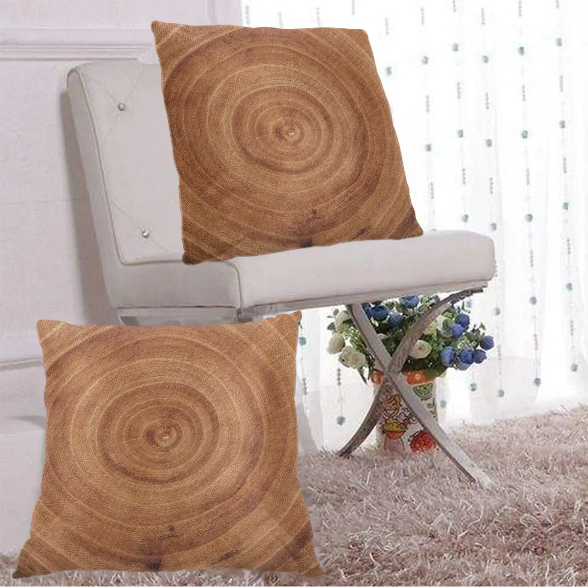 

2Pcs Square Pillow Case Ash Wood Slab Texture Decorative Cushion Pillow Cover for Bedroom Living Room Home Hall Art Decor