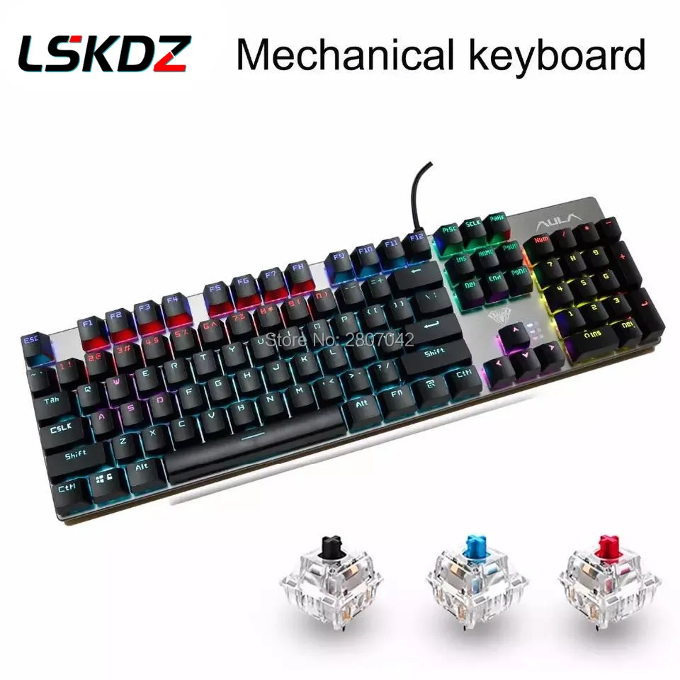 Клавиатура игровая Механическая Проводная 104 клавиш с металлической подсветкой |