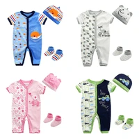 3pcs baby girl clothes set 2019 infant female baby short sleeved romper socks cute hat toddler clothes 0 9m
