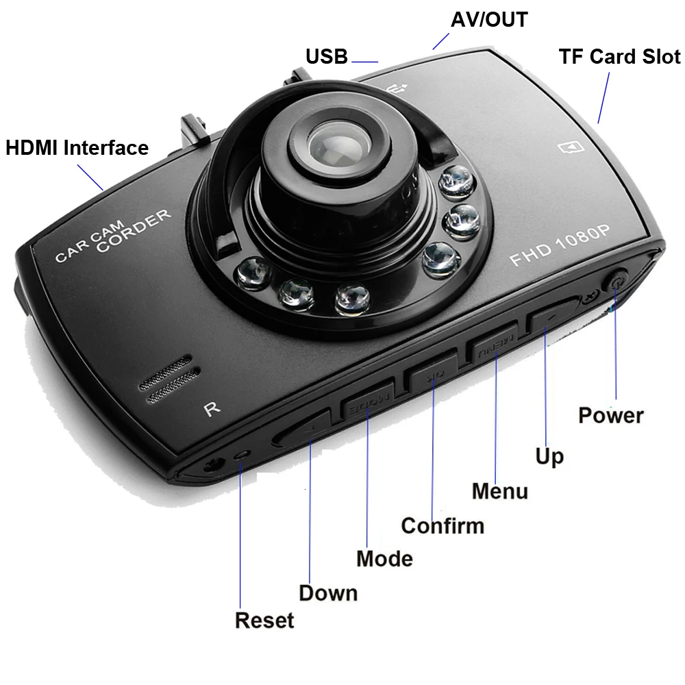 Автомобильная dvr камера Full HD 1080P 140 градусов Dashcam видео рекордер Авто регистраторы видеокамера ночного видения g-сенсор видеорегистратор