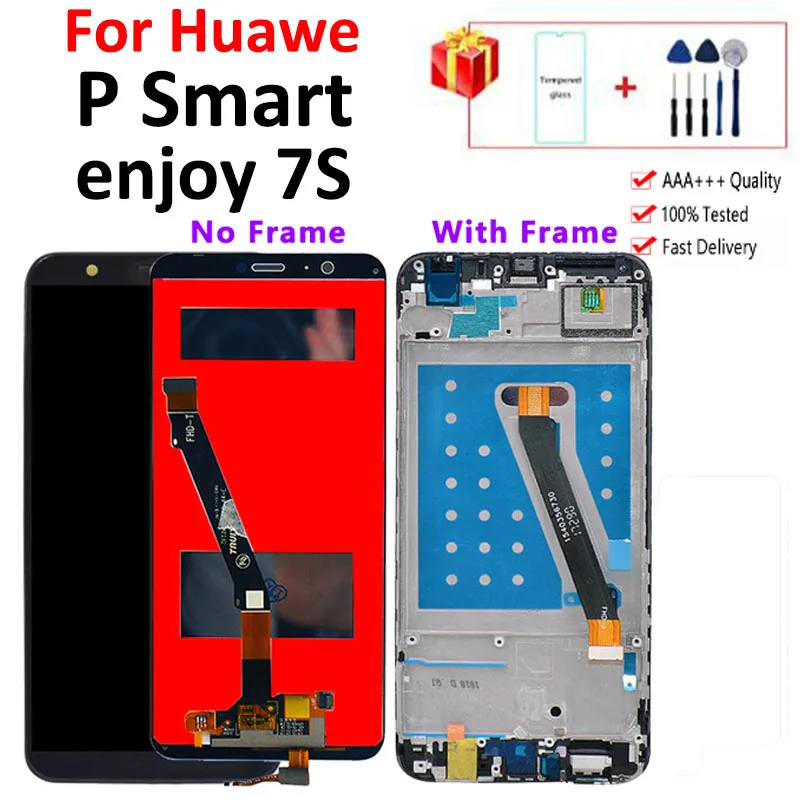ЖК дисплей для Huawei P Smart дигитайзер сенсорного экрана в сборе enjoy 7S с рамкой FIG LA1 LX1