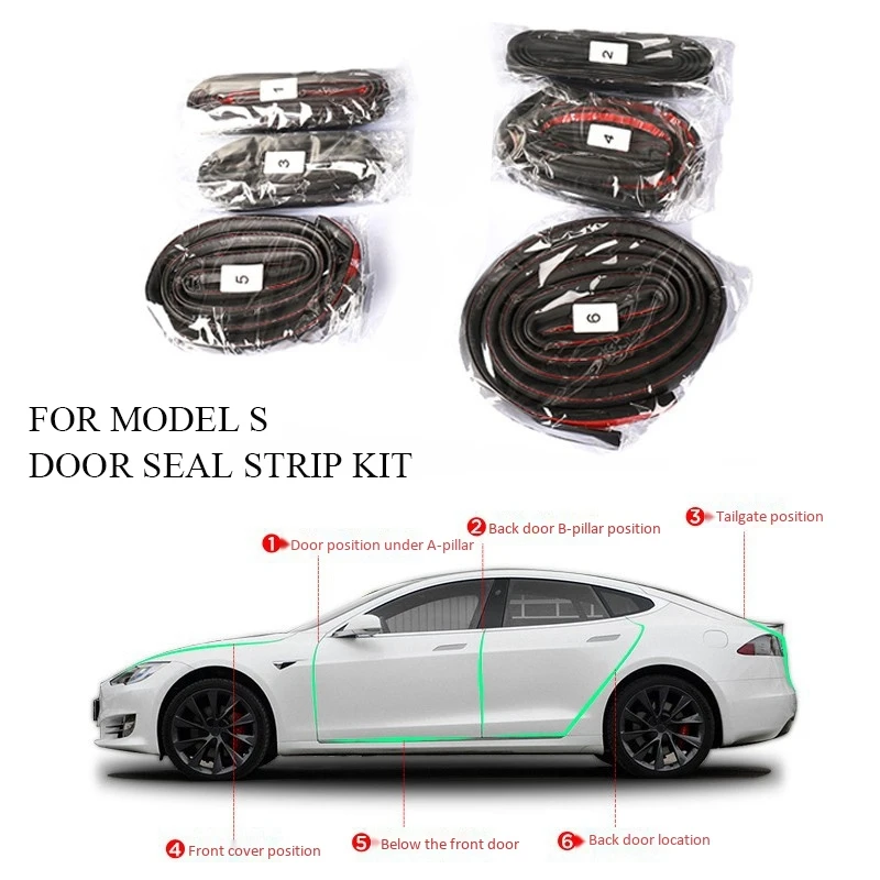 

Quality Car Door Seal Strip Kit Soundproof Strip Noise Insulation Weather Strip Sealing for Tesla Model S