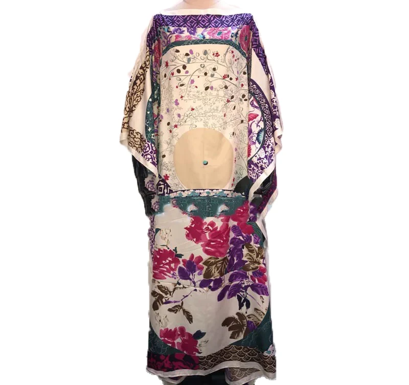 Женское длинное платье в стиле бохо традиционное шелковое с разноцветным