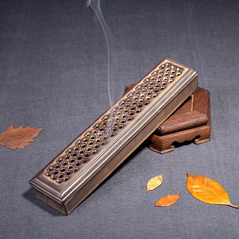 vintage copper Керамическая горизонтальная горелка для благовоний Joss держатель для ароматических палочек для украшения дома фиолетовая Песочная основа для благовоний с огненным хлопком - Цвет: vintage copper