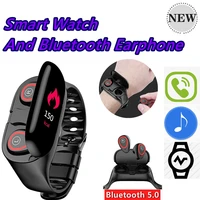 m1 newest 2 in 1 ai smart watch with bluetooth earphone heart rate monitor smart wristband long time standby sport watch men