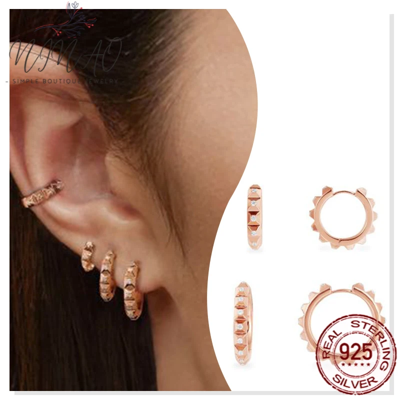 

Rose gold earring gear 925 sterling silver zircon girls jewelry new birthday gift fashion luxury domineering Roman style party
