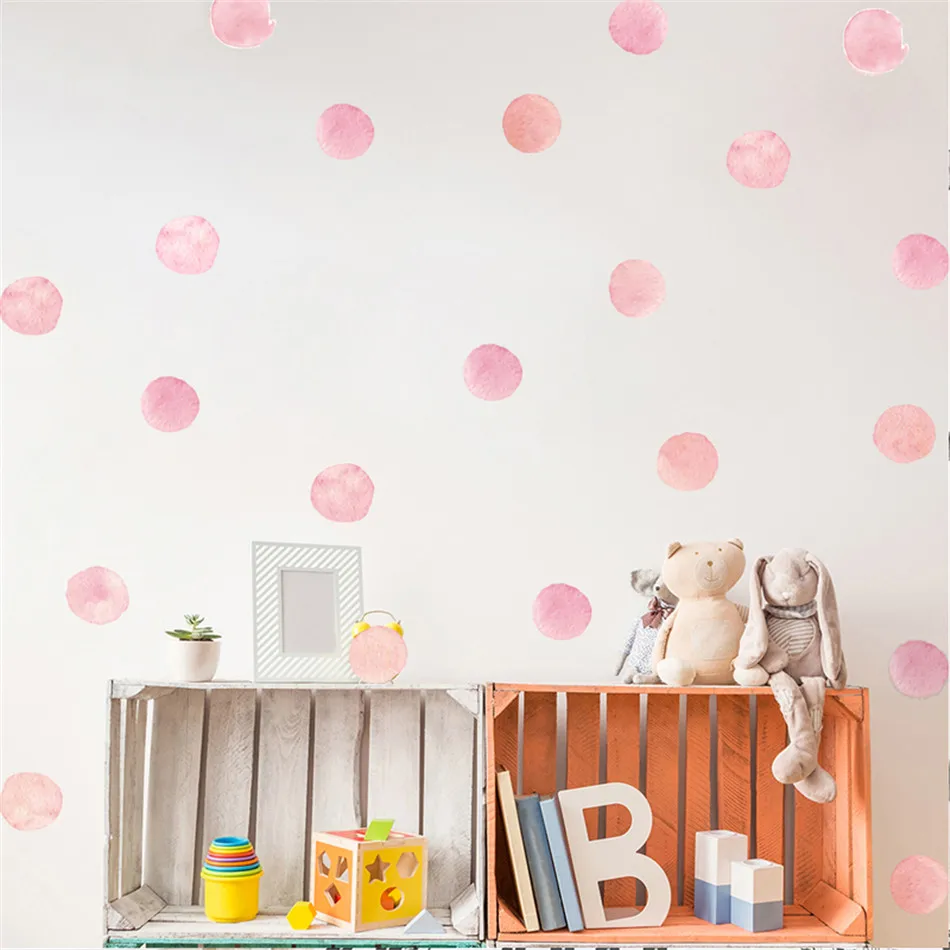 

BalleenShiny 36pcs Watercolor Dots Wall Stickers Self-adhesive Removable Kids Room Creative Decals Vinyl Nursery Beautify Decor