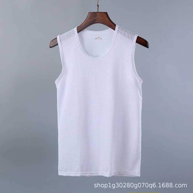 

Summer ice silk Men breathable men mesh tank top Solid Color quick-dry Sleeveless Casual Vests gym tank top ropa interior hombre