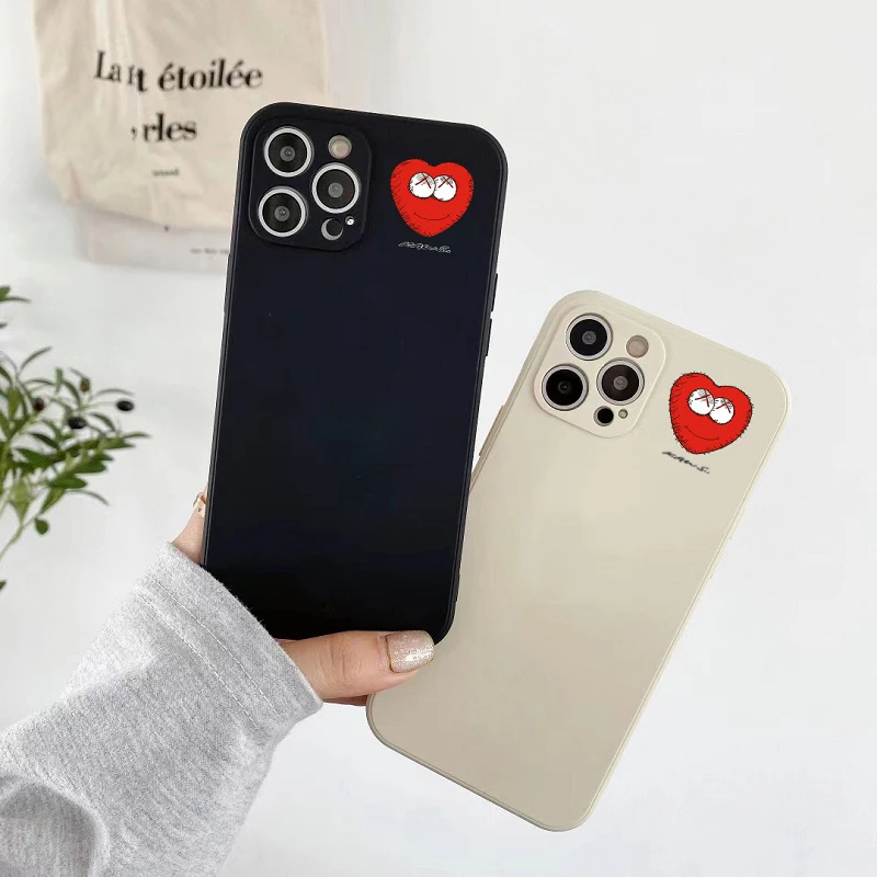 

Fashion brand Love Heart Liquid silicone phone case for iphone 11 12 Pro X XS Max XR 7 8 Plus 12MINI SE 2020 matte back cover