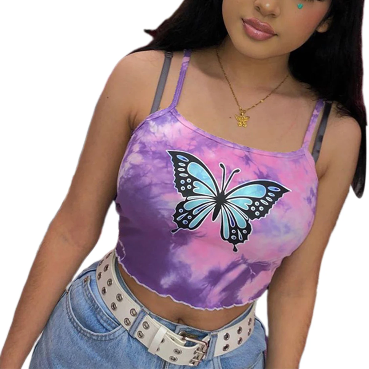 Женская майка с принтом бабочки летняя повседневная без рукавов | одежда
