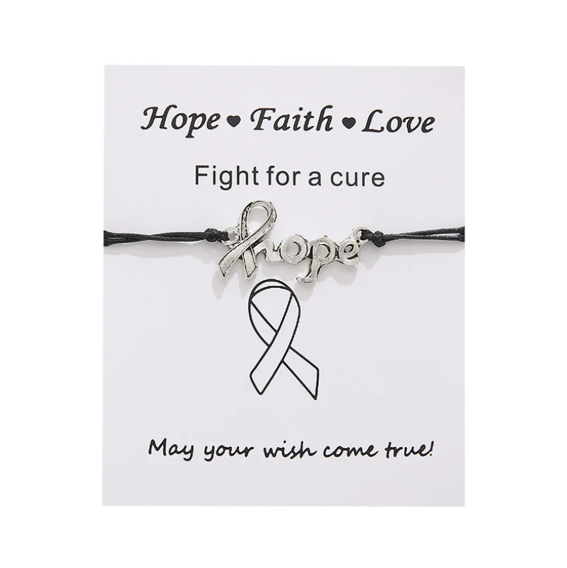 Браслеты на ногу с надписью Hope розовая лента карточками регулируемый шнур из