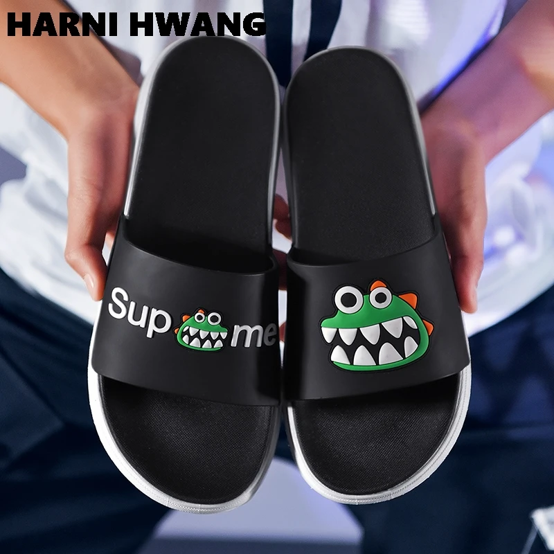 

Summer Cartoon Crocodile Pattern Fashion Slippers Sole Soft and Comfortable One-word Slippers Beach Outdoor Sandals Full Size