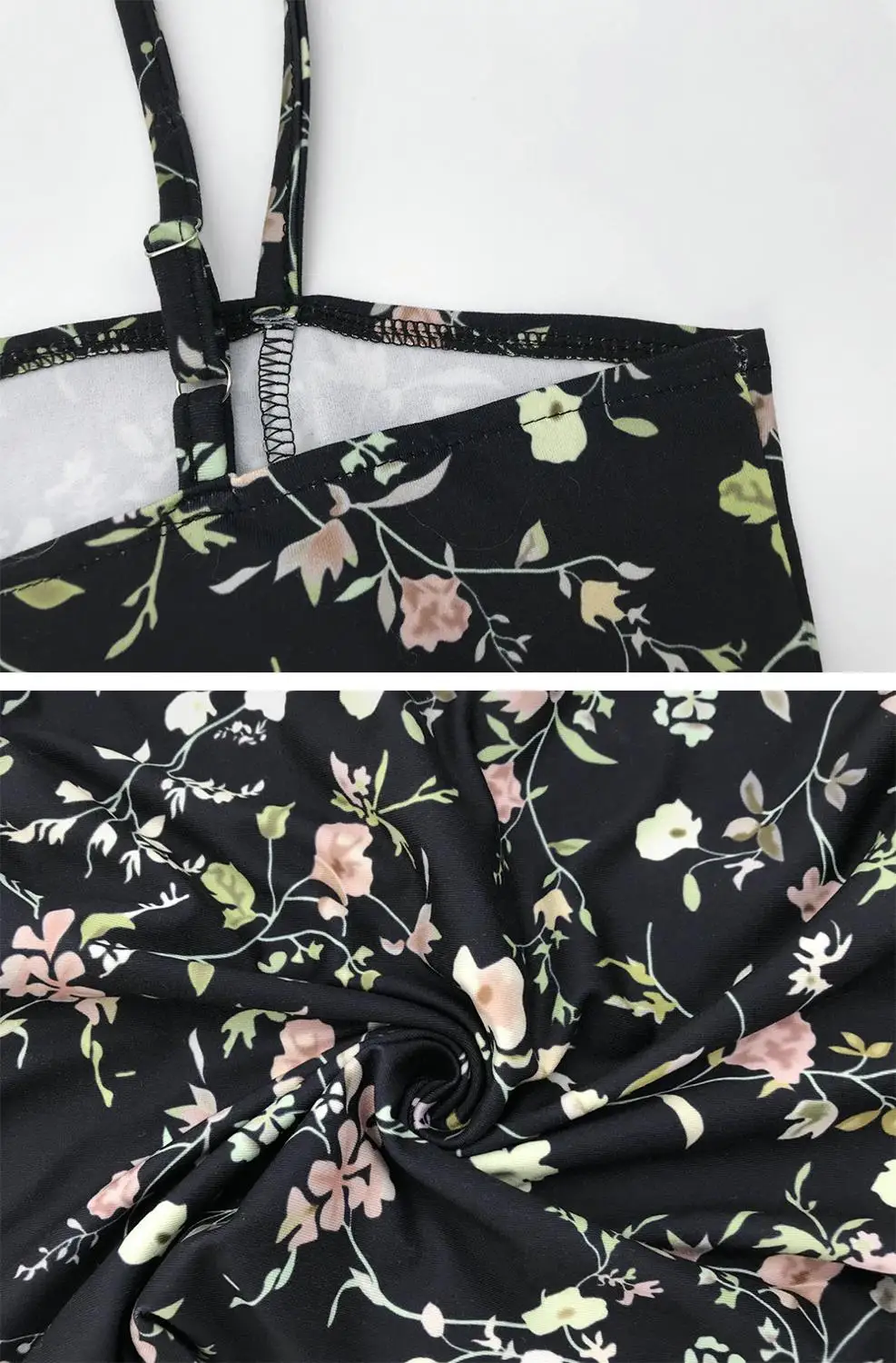 

Sexy Women Sling Hight Split Design Pencil Dress Summer Floral Print Botton Decor Bodycon Sleeveless Backless Package Hip Dress