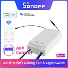Потолочный вентилятор Itead Sonoff iFan03, 433 МГц, 110 В220 В, Wi-Fi выключатель с дистанционным управлением, голосовое управление через Google Home Alexa
