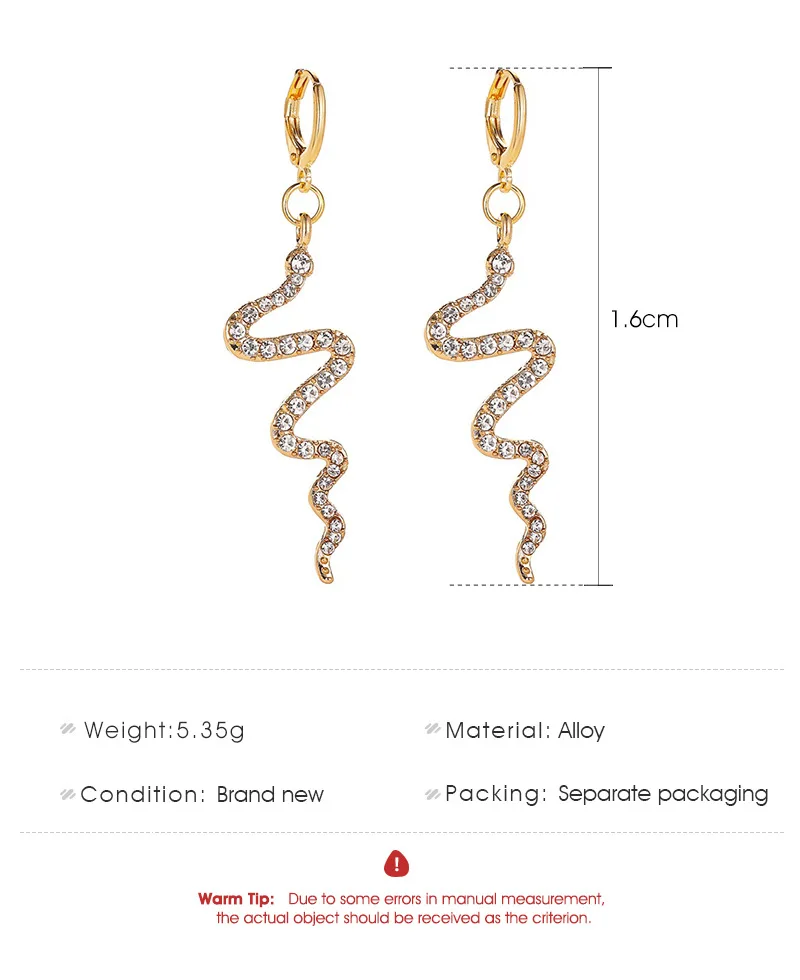 

New earrings creative snake-shaped earrings female cold wind long diamond earrings personality simple wave ear buckle 20042587
