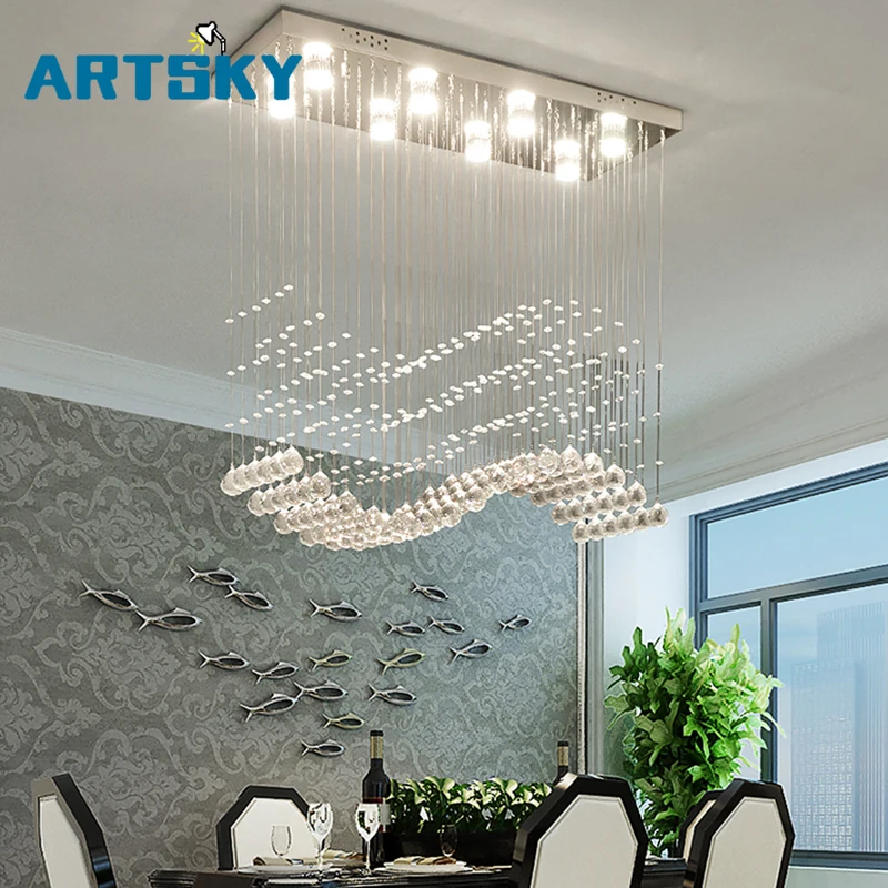 Современная люстра Хрустальная для украшения гостиной Серебряный абажур GU10 База