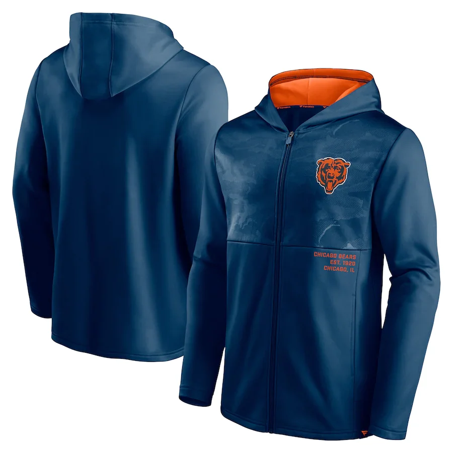 

Chicago men Sweatshirt Bears sports Jackets coat Fanatics Branded Defender Full-Zip American Football zip up Hoodie for Jacket