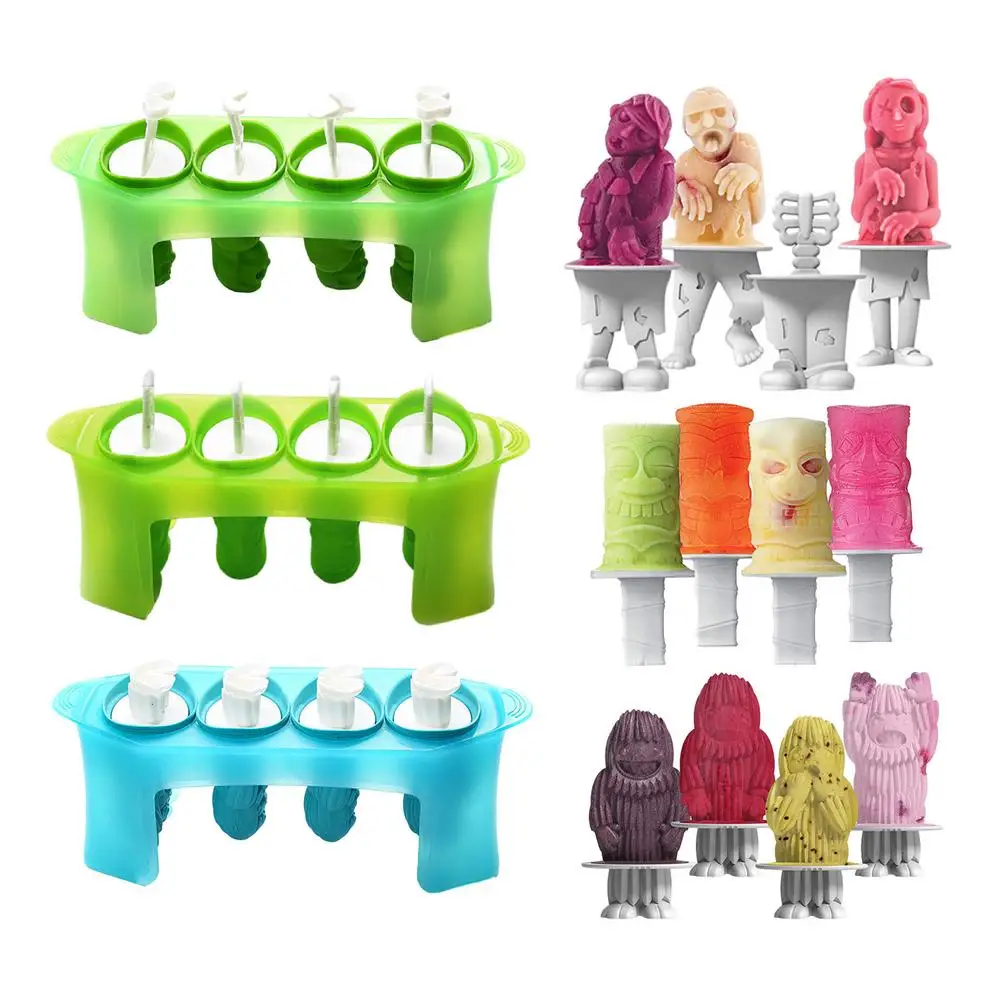 

Snowman Indians Zombie Homemade Silicone Popsicle Creative Cartoon Ice Cream Mold Completely Safe Durable