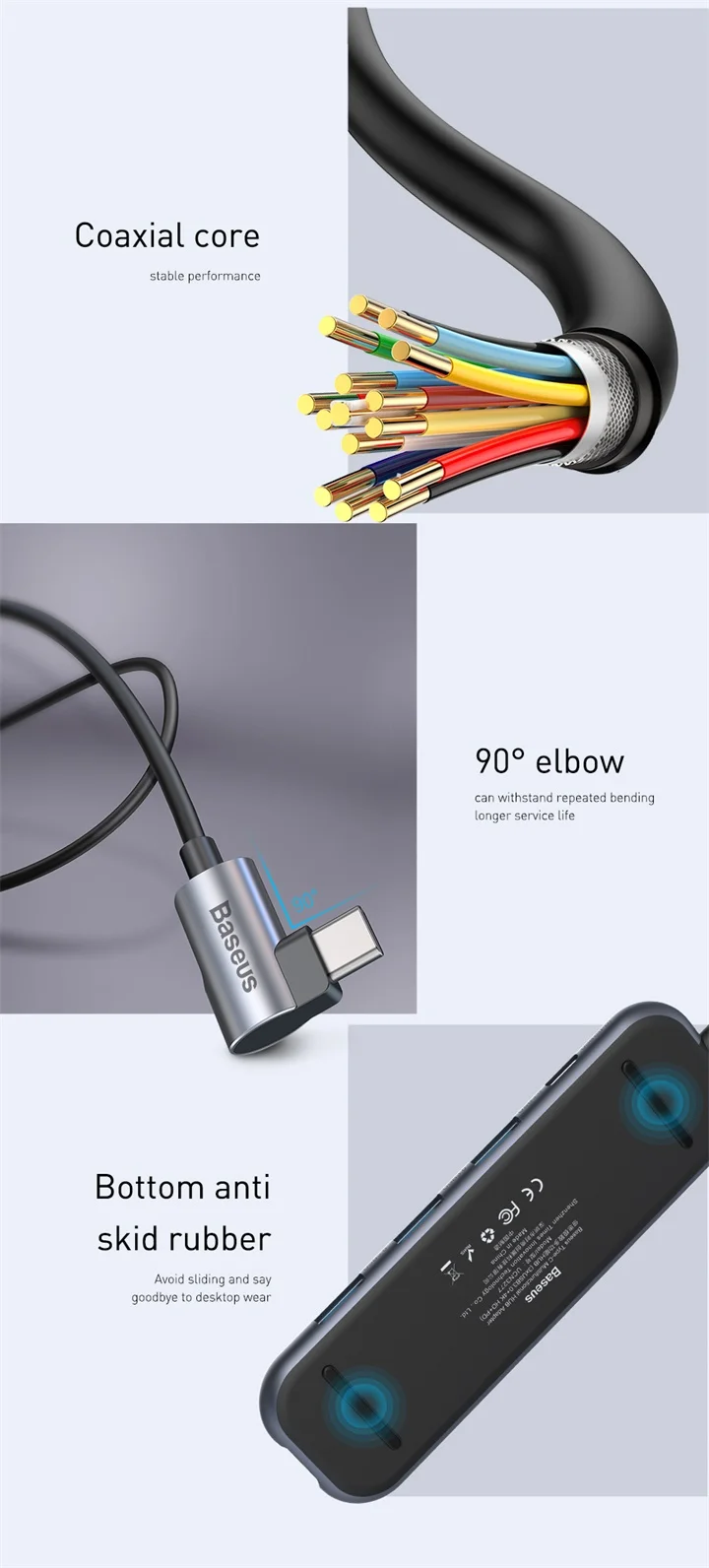 Baseus USB Type C HUB to HDMI RJ45 Multi USB 3.0 USB3.0 Power Adapter For MacBook Pro Air Dock 3 Port USB-C USB HUB Splitter Hab