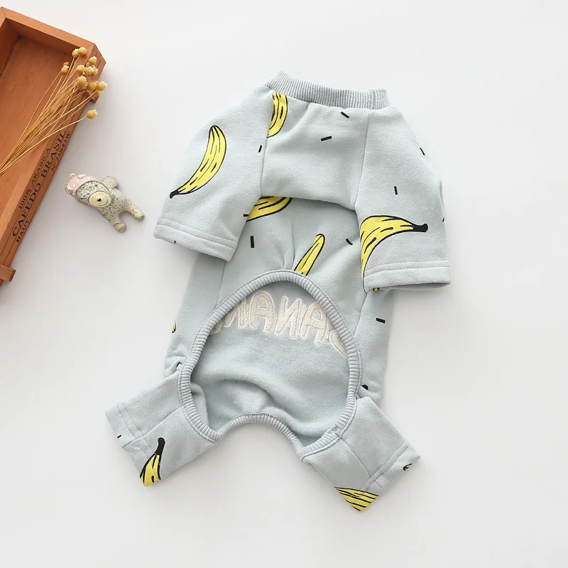 

Cute Korean Style Dog Jumpsuit Chihuahua Yorkie Pajamas Banana Printed Puppy Clothes Pets Fashionable Cotton Outfit Soft Clothes