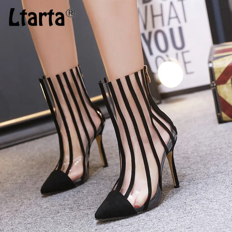 LTARTA/Женская обувь Осенняя прозрачная из ПВХ на высоком каблуке с острым носком в