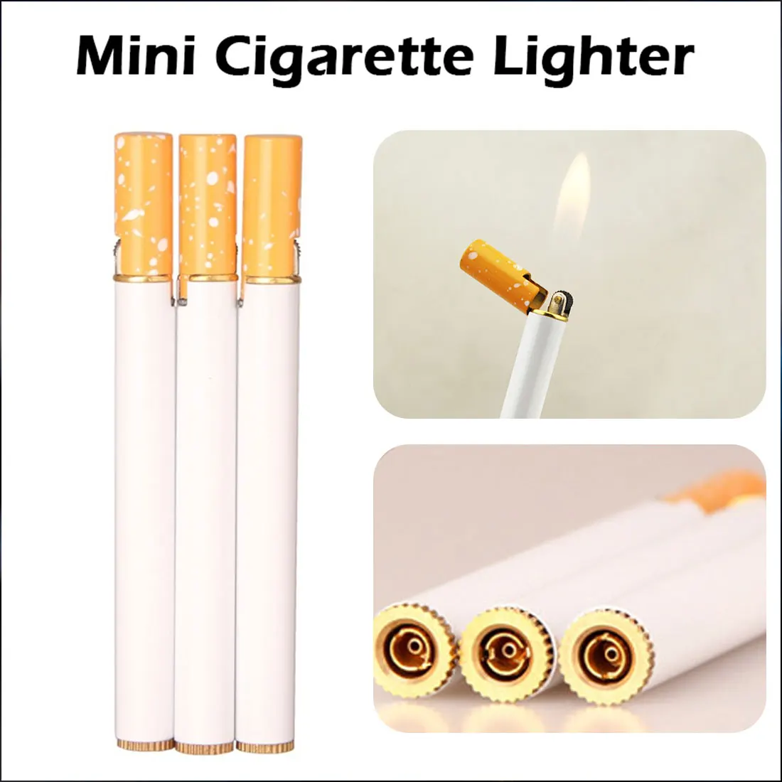 

Outdoor Creative Mini Compact Torch Lighter Butane Gas Metal Cigarette Shaped Lighter Free Fire Grinding Wheel Pocket Lighter