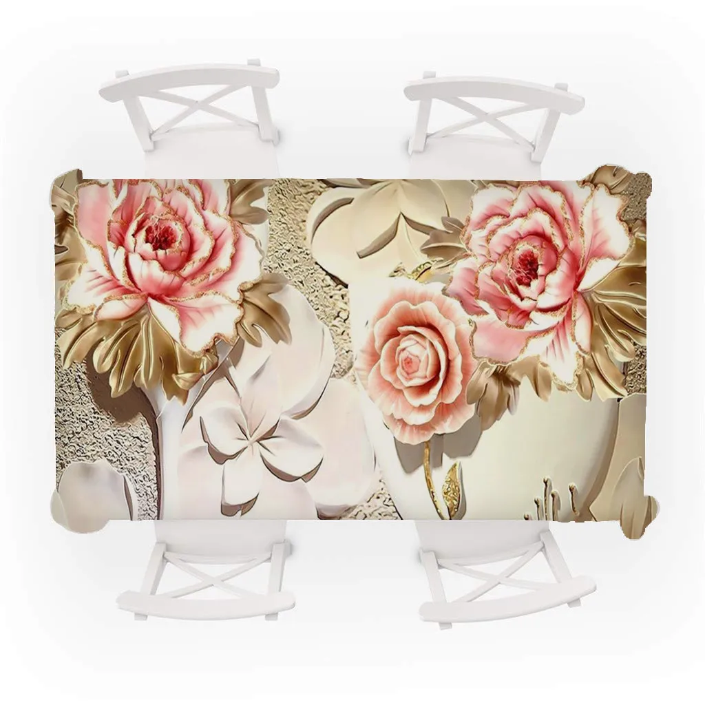 

Decorative Floral Pastoral Table Coth 140cm x 80cm Anti Winkle Rectangle Parlor Tea Tablecloth Dining Table Cover Picnic Mat