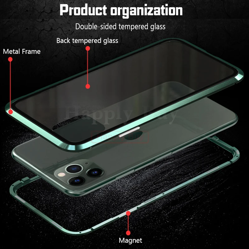 Магнитный адсорбционный чехол для телефона iPhone 11 Pro Max, чехол с магнитом для iPhone 11 Pro Max, чехол, чехлы из металла, Bumber Coque