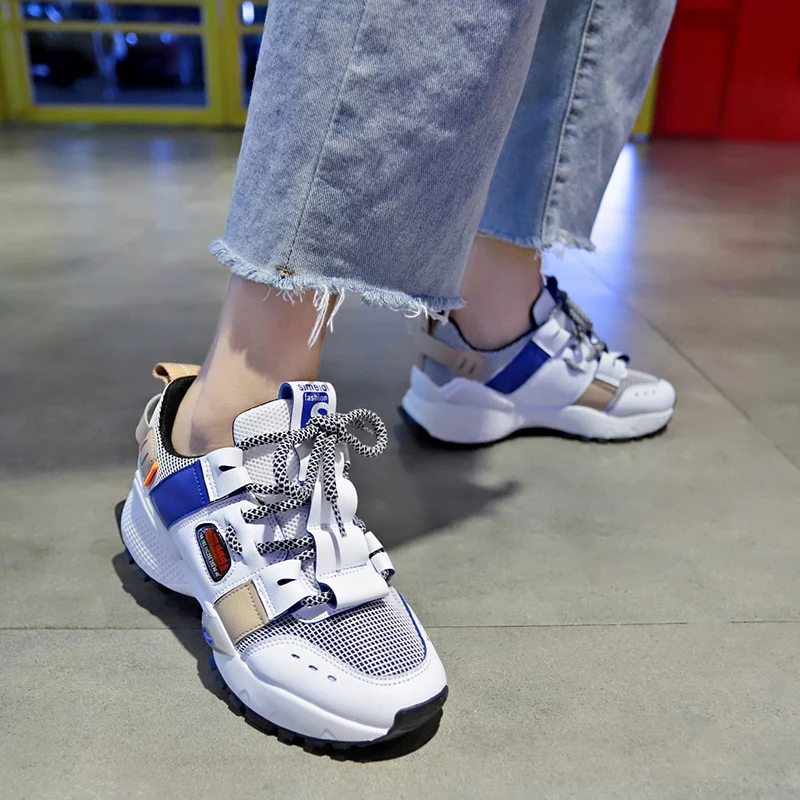 Кроссовки женские сетчатые дышащие легкие повседневная обувь на плоской