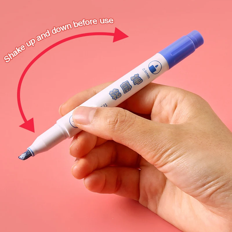 

Newly Outline Marker Set 8pcs Double-line Highlighter for Students Assorted Fluorescent Colors Ultra Smooth DIY Tool S