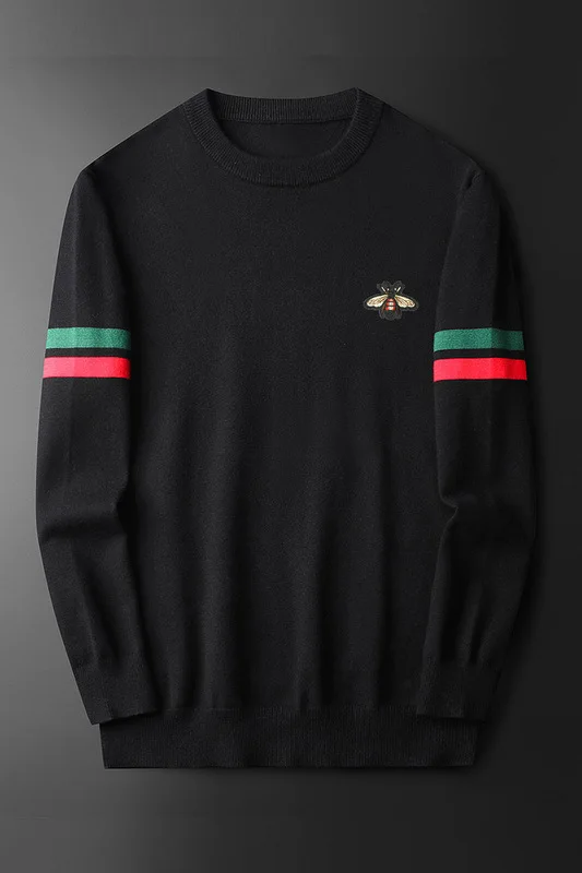 

New 2020 Men Luxury gentleman Cotton Embroidered bee stripes Casual Sweaters pullover Asian Plug Size High quality Drake #C1