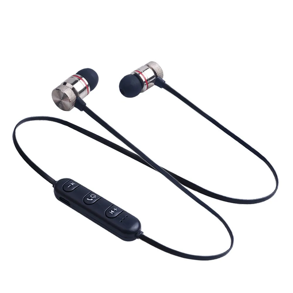 Gold Беспроводные Bluetooth наушники, спортивные наушники для бега, стерео бас гарнитура, наушники с микрофоном для всех телефонов - Цвет: Gold
