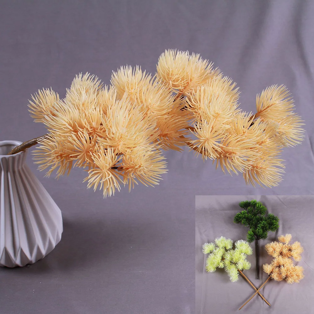 Искусственные зеленые сосновые иглы поддельные растения ветви Cypress осень зелень