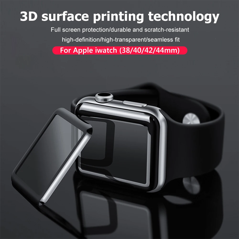 

3PCS Black Edge Tempered Glass For Apple Watch Series 6 5 SE 4 3 2 1 Screen Protector For Apple Watch iWatch SE Film Full Cover